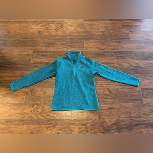 Patagonia better sweater1/4 zip jacket womens sz small zipper front teal blue